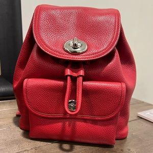 Coach Mini Turnlock Backpack, True Red Pebble Leather